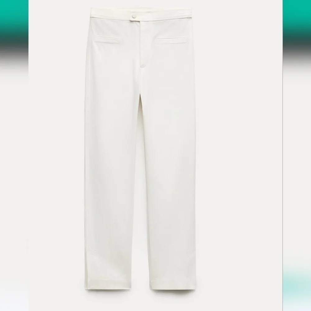 Zara ZW Collection White Tailored Stretch Ankle Cropped Pants NWT Size S